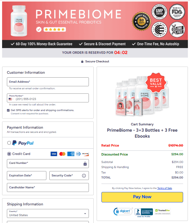 PrimeBiome-checkout-page